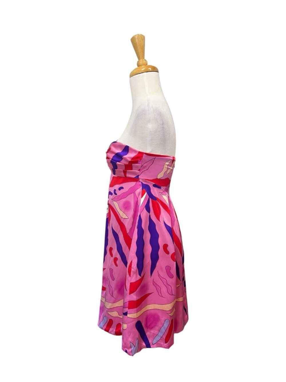 Y2K Andrea Behar Boston Proper Strapless Mini Dress Size 4 Pink Satin Silk - Picture 2 of 7